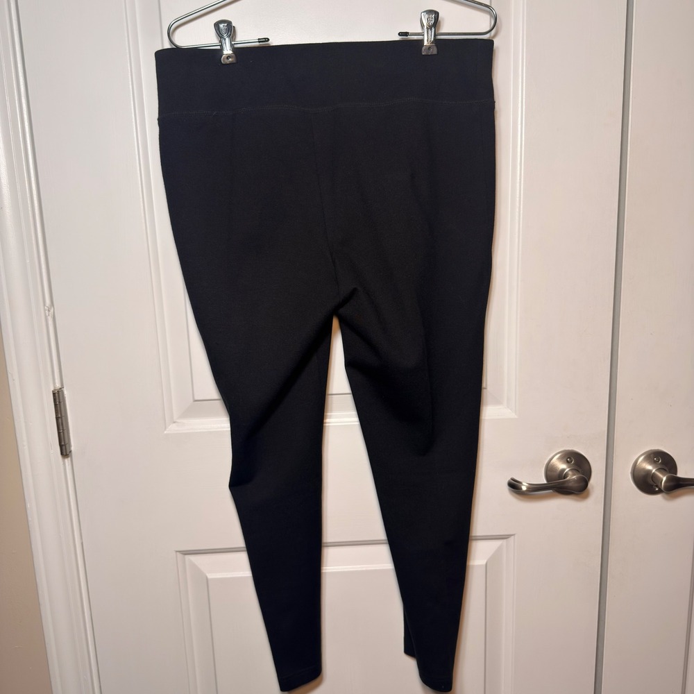INC International Concepts Black Ponte Leggings Womens 12PS Petite Pull On Pants